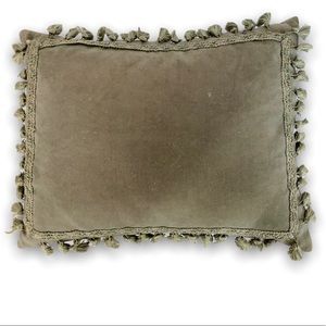 Antique Velvet Feather Pillow With Tassels